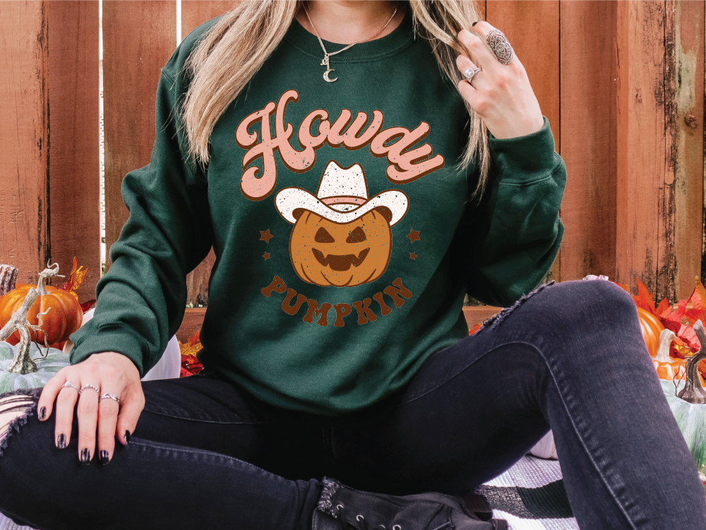 Howdy Pumpkin Halloween Cowboy Graphic T-Shirt