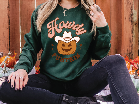Howdy Pumpkin Halloween Cowboy Graphic T-Shirt