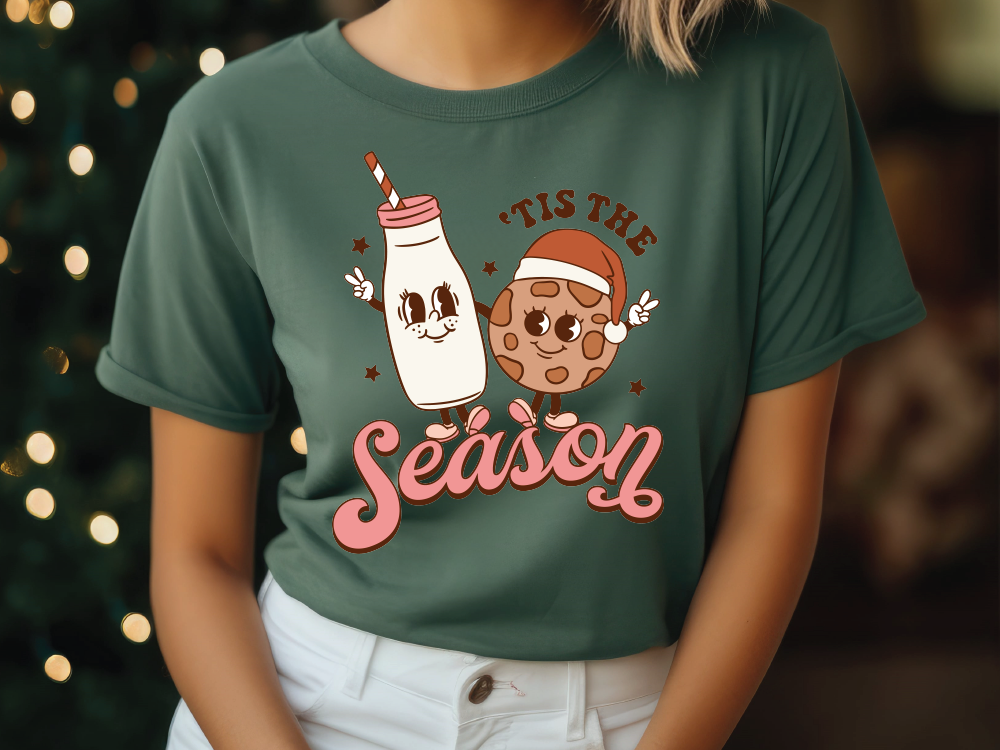 Tis the Season Cookies & Milk Graphic T-Shirt