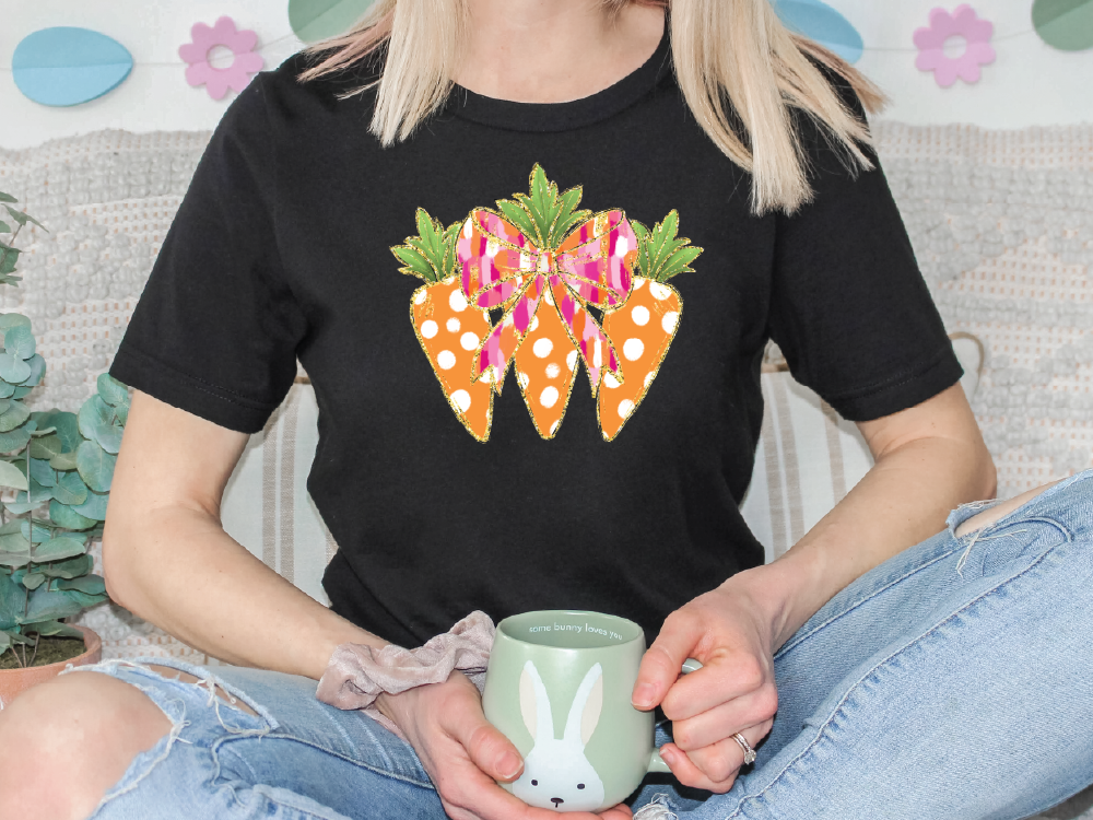 Brushstroke Coquette Bow Carrot Graphic T-Shirt