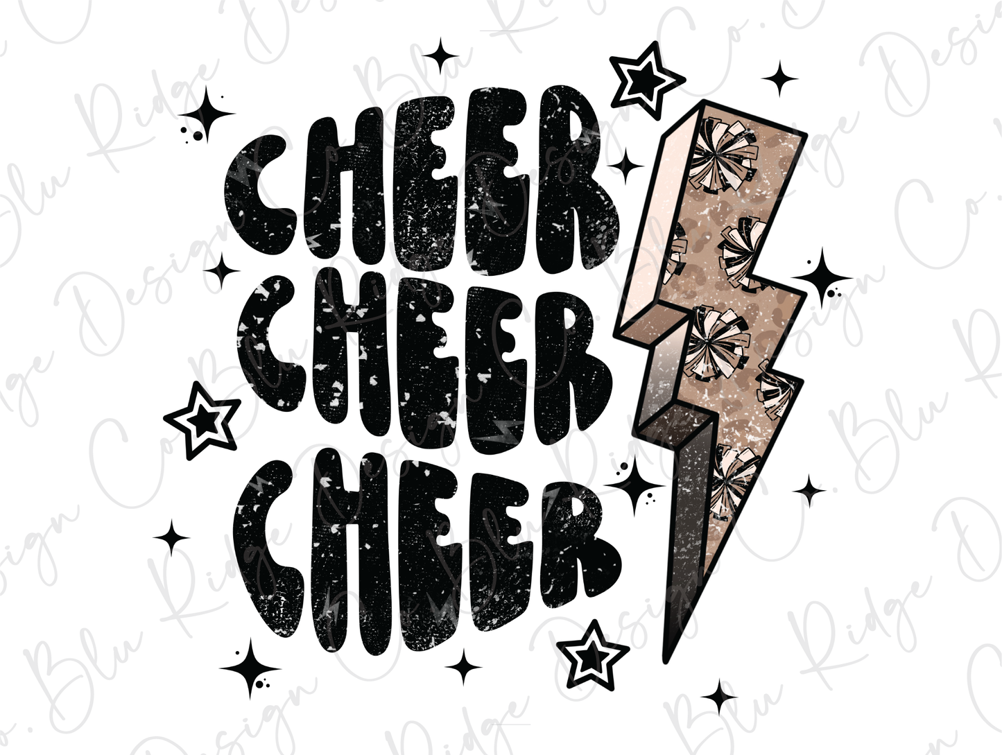 Cheer Leopard Lightning Bolt Graphic T-Shirt