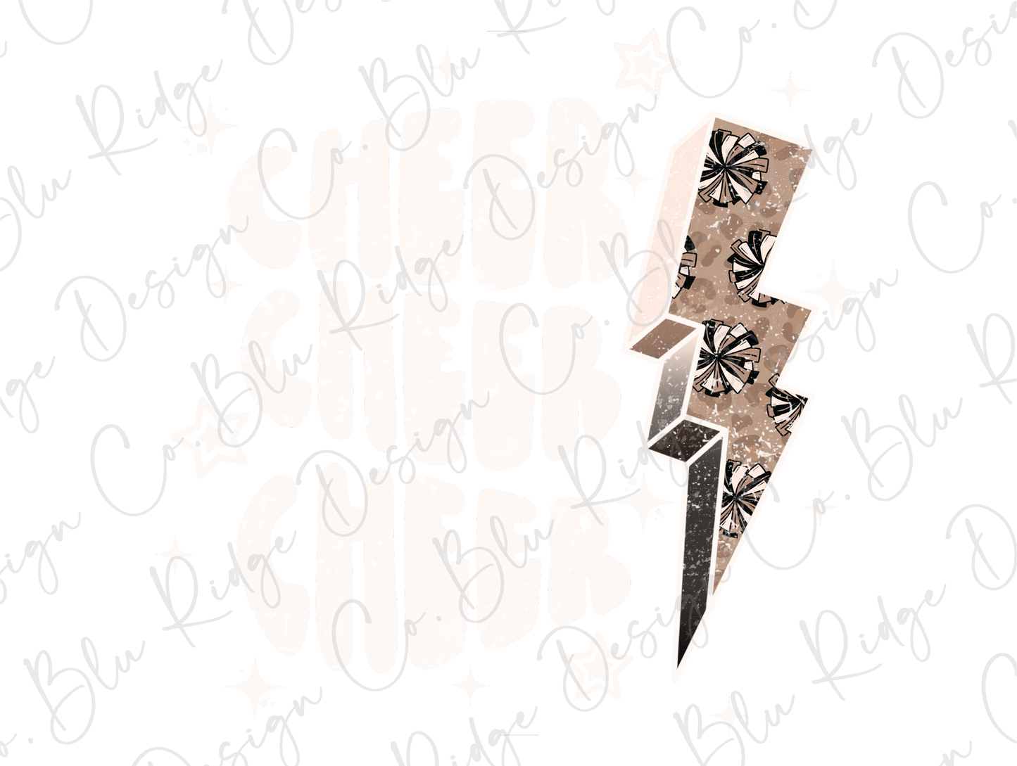 Cheer Leopard Lightning Bolt Graphic T-Shirt