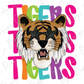 Preppy Neon Stacked Star Eyed Tigers Graphic T-Shirt