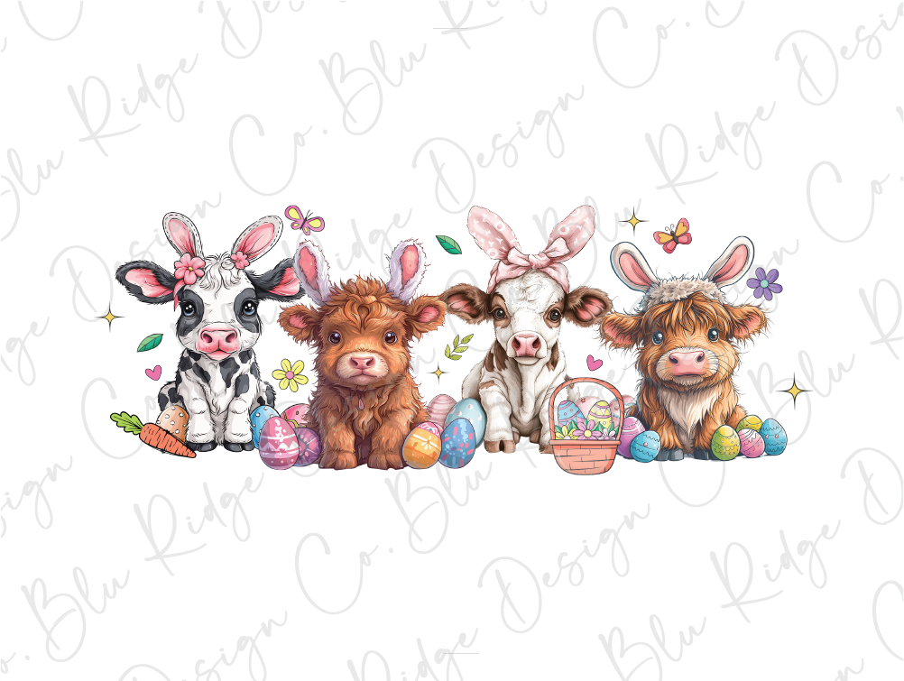 Easter Highland Cows Graphic T-Shirt