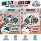 Die cut stickers are cut through the vinyl and the liner, kiss cut stickers are cut through the vinyl only and stay on a backing sheet