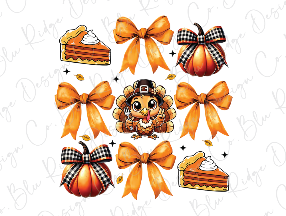 Thanksgiving Pie Turkey Pumpkin Coquette Collage Graphic T-Shirt