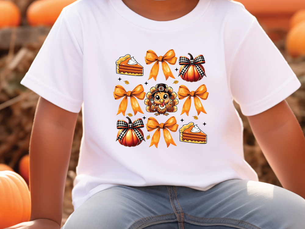 Thanksgiving Pie Turkey Pumpkin Coquette Collage Graphic T-Shirt
