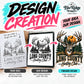 Design Creation, a hand drawn sketch of a hunting club logo built from scratch into a finished full color design