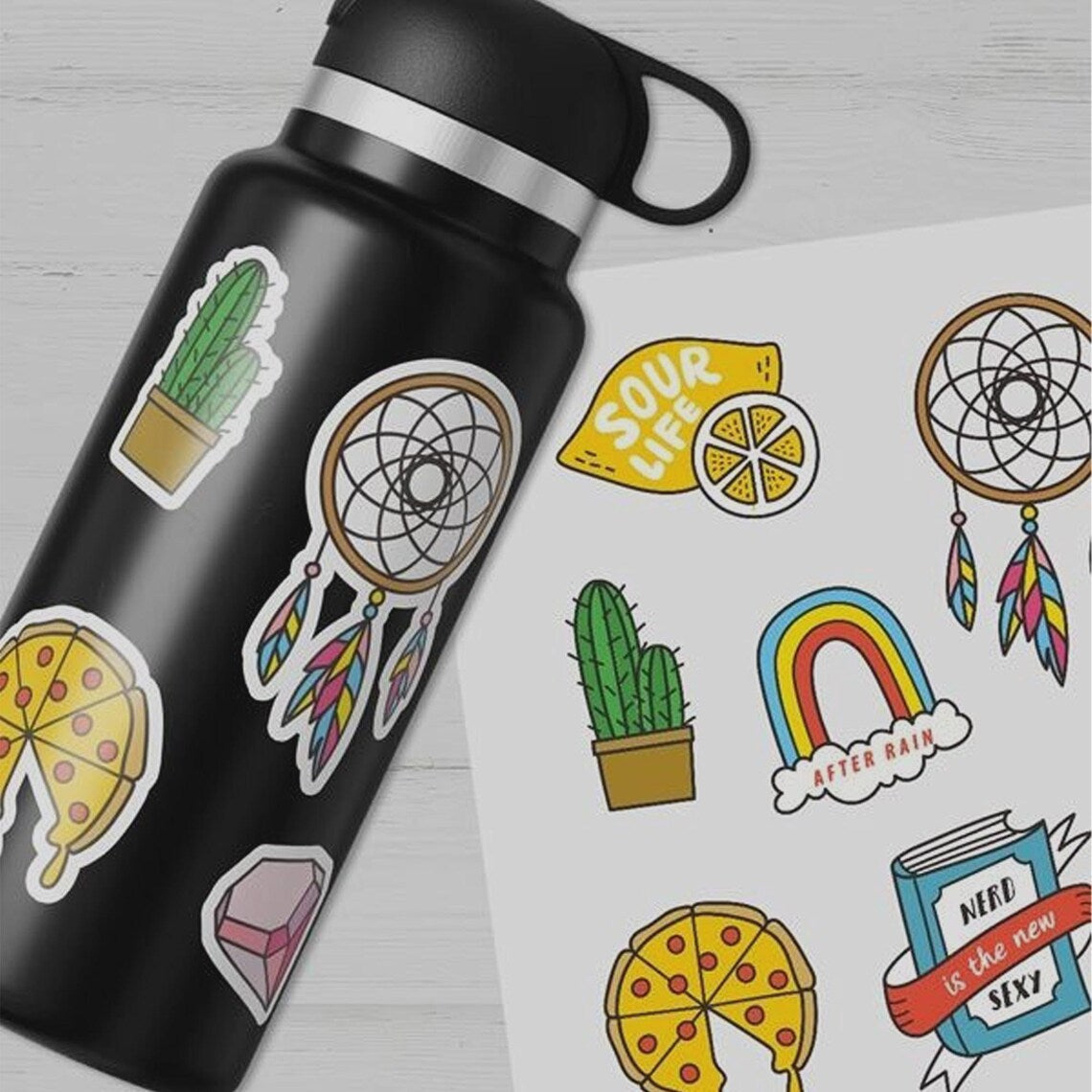 Custom Die Cut Vinyl Stickers on bottle