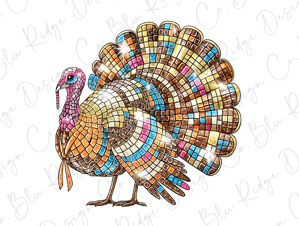 Faux Glitter Disco Turkey Graphic T-Shirt