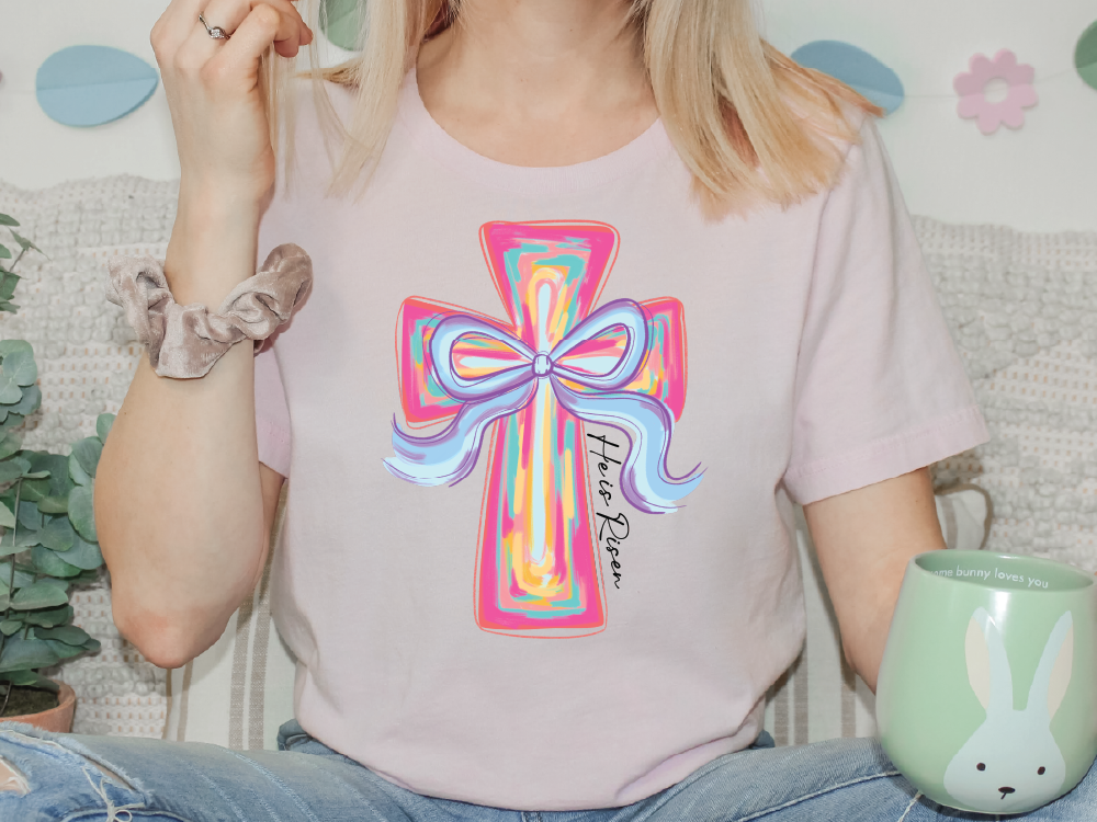 He is Risen Brushstroke Cross Graphic T-Shirt