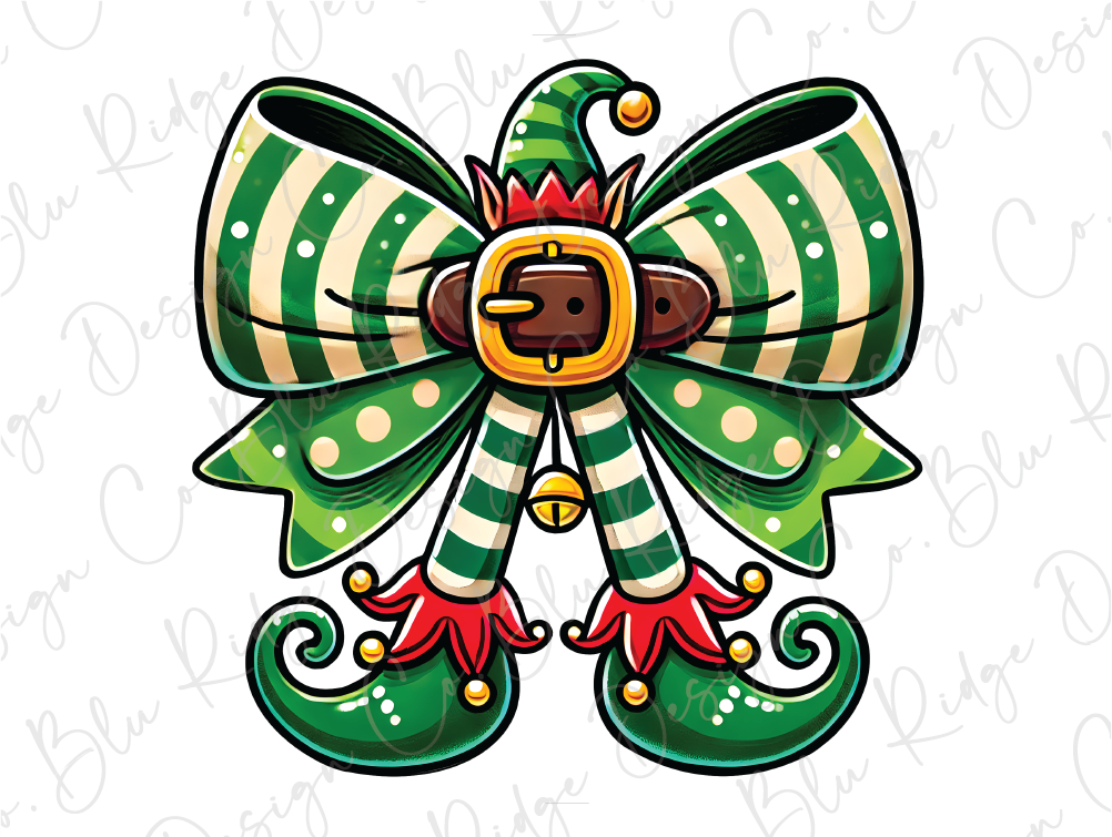 Elf Christmas Coquette Bow Graphic T-Shirt