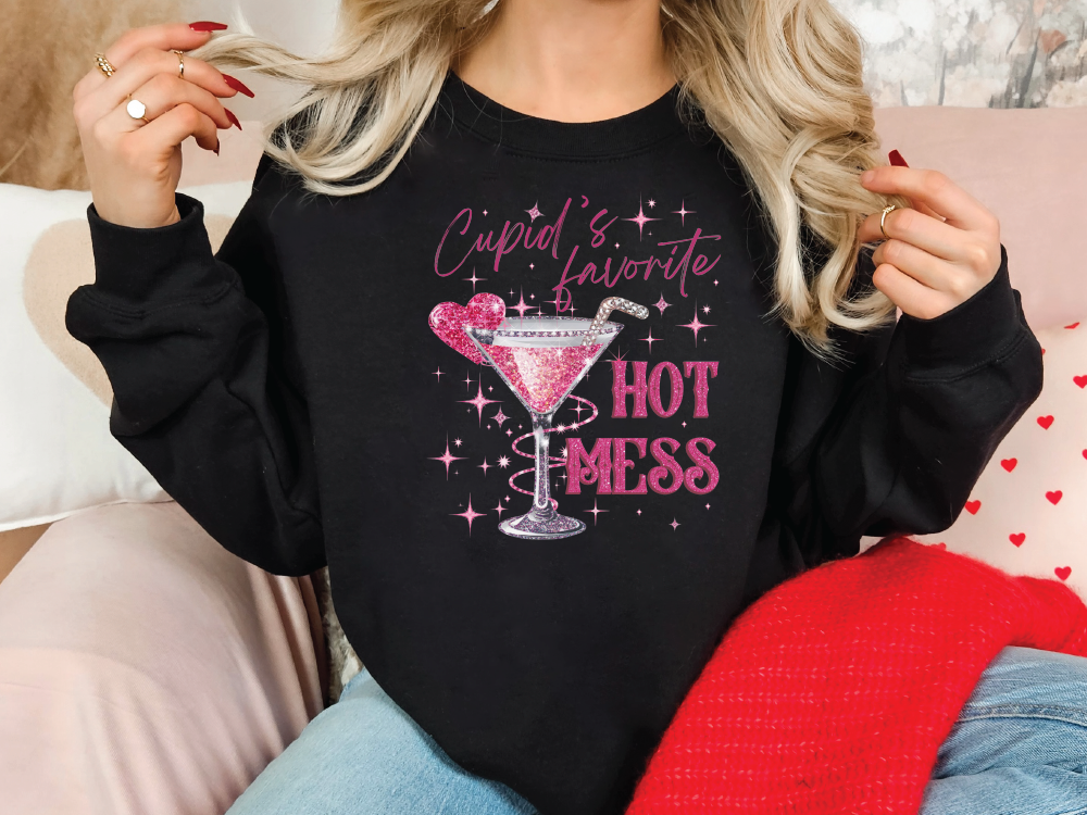 Cupid's Favorite Hot Mess Valentines Day Graphic T-Shirt