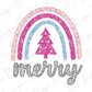 Merry Christmas Glitter Rainbow Graphic T-Shirt