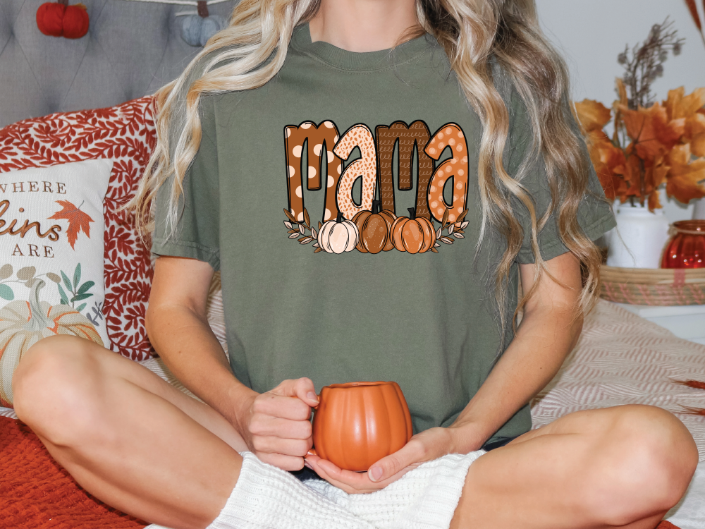 Mama Fall Pumpkins Graphic T-Shirt