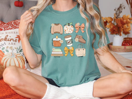 Fall Collage Necessities Graphic T-Shirt
