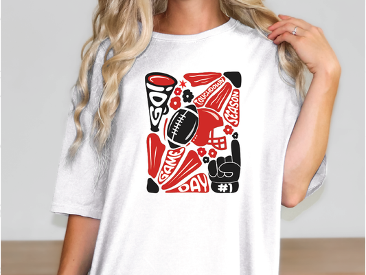 Red/Black Gameday Collage Graphic T-Shirt