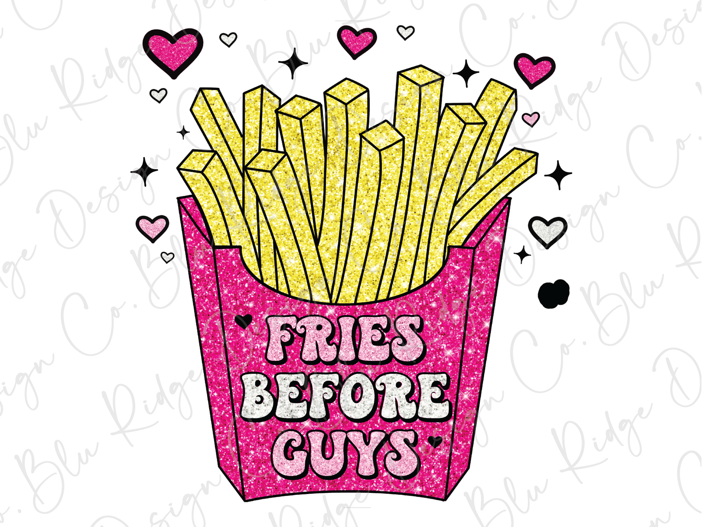 Fries Before Guys Retro Valentines Day Graphic T-Shirt