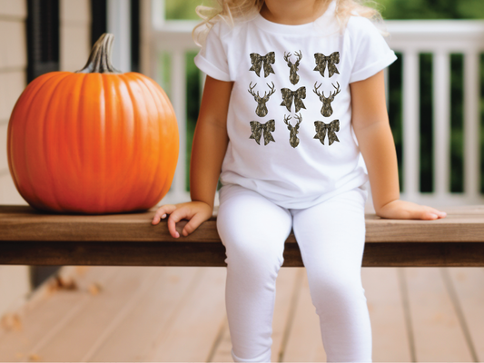 Deer Camo Coquette Bows Graphic T-Shirt
