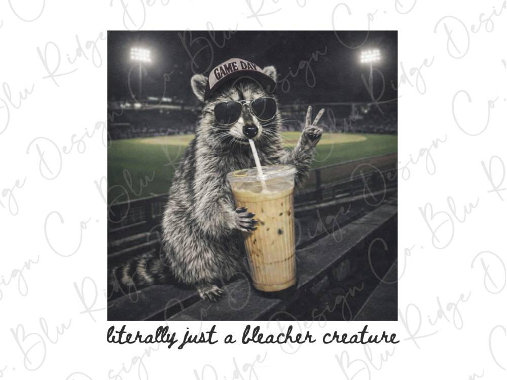 Literally Just A Bleacher Creature Racoon Ballfield Baseball Mama Graphic T-Shirt