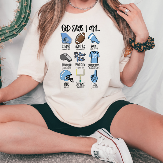 God Says I am Long County Football Graphic T-Shirt