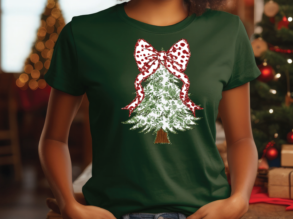 Christmas Tree Coquette Graphic T-Shirt