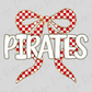 Pirates Red And White Checkered Bow Graphic T-Shirt
