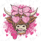 Pink Valentines Day Highland Farm Cow Country Cowgirl Graphic T-Shirt