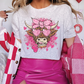 Pink Valentines Day Highland Farm Cow Country Cowgirl Graphic T-Shirt