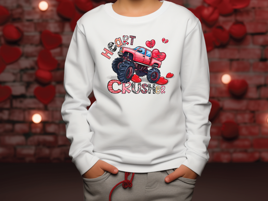 Valentines Day Heart Crusher Monster Truck Heartbreaker Anti Valentines Graphic T-Shirt