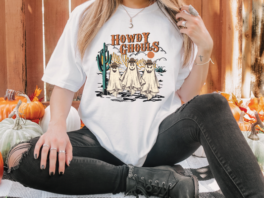 Howdy Ghouls Ghost Cowboys Graphic T-Shirt