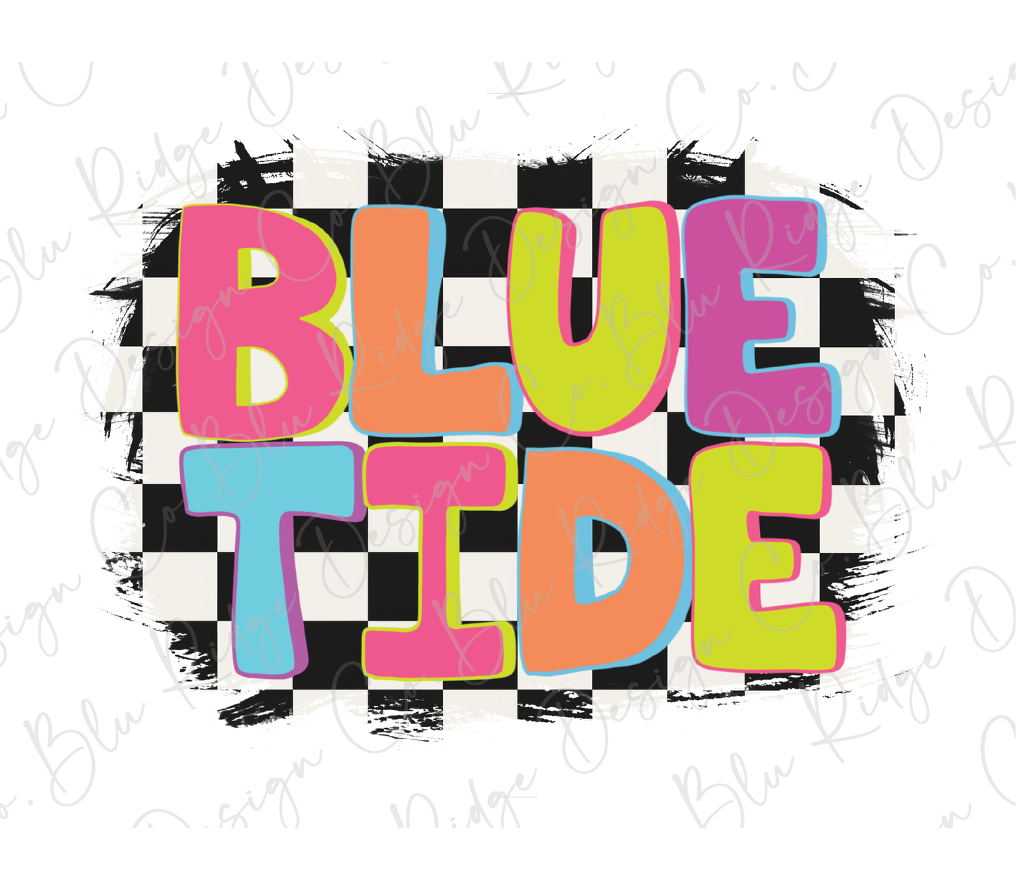 Blue Tide Long County Retro Neon School Spirit Graphic T-Shirt
