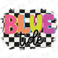 Checkered Colorful Blue Tide Graphic T-Shirt