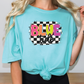 Checkered Colorful Blue Tide Graphic T-Shirt
