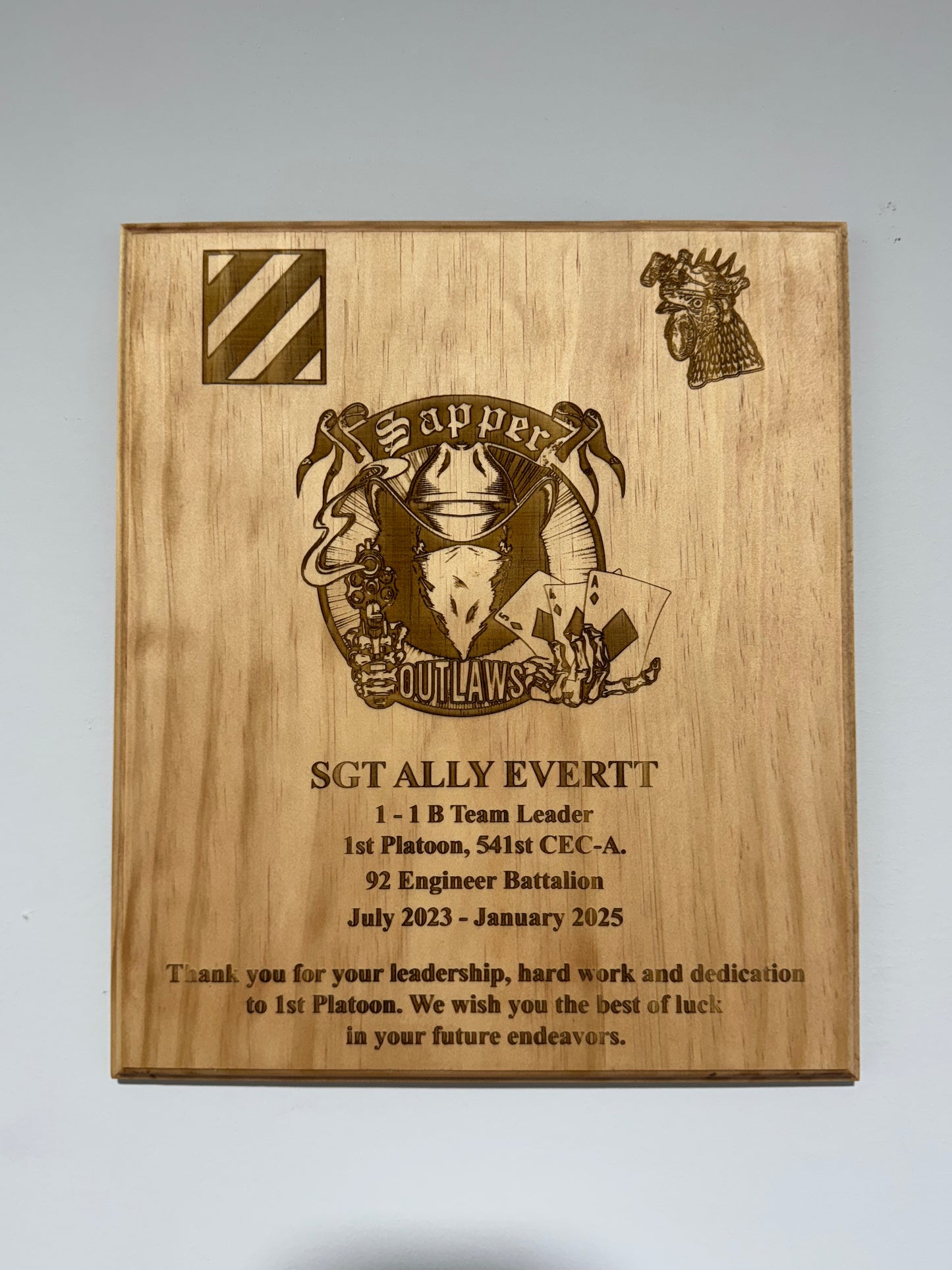 11" x 13" Laser Engraved Farewell Plaque