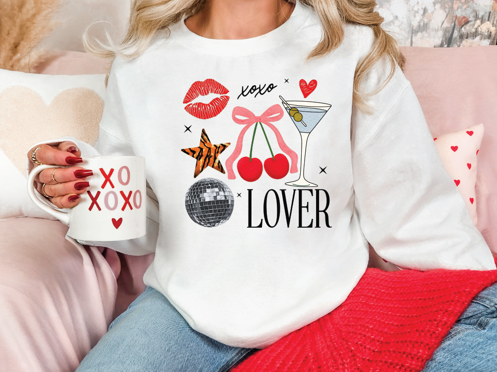 Retro Lover Valentines Day Collage Graphic T-Shirt