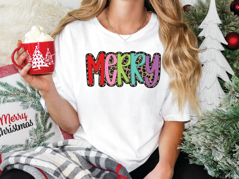 Merry Colorful Leopard Graphic T-Shirt