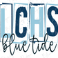 Long County High School Blue Tide School Spirit Stamp Letters Graphic T-Shirt