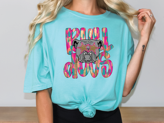 Colorful Streak Bull Dogs Graphic T-Shirt