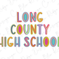 Long County High School Blue Tide School Spirit Neon Letters Graphic T-Shirt