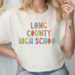 Long County High School Blue Tide School Spirit Neon Letters Graphic T-Shirt