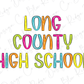 Long County High School Blue Tide School Spirit Bright Letters Graphic T-Shirt