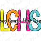 Long County High School LCHS Initials Blue Tide School Spirit Bright Letters Graphic T-Shirt