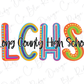 Long County High School LCHS Initials Blue Tide School Spirit Neon Letters Graphic T-Shirt