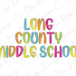 Long County Middle School Blue Tide School Spirit Bright Letters Graphic T-Shirt