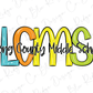 Long County Middle School LCMS Initials Blue Tide School Spirit Bright Letters Graphic T-Shirt