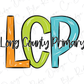 Long County Primary School LCP Initials Blue Tide School Spirit Bright Letters Graphic T-Shirt