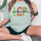 Long County Primary School LCP Initials Blue Tide School Spirit Neon Letters Graphic T-Shirt