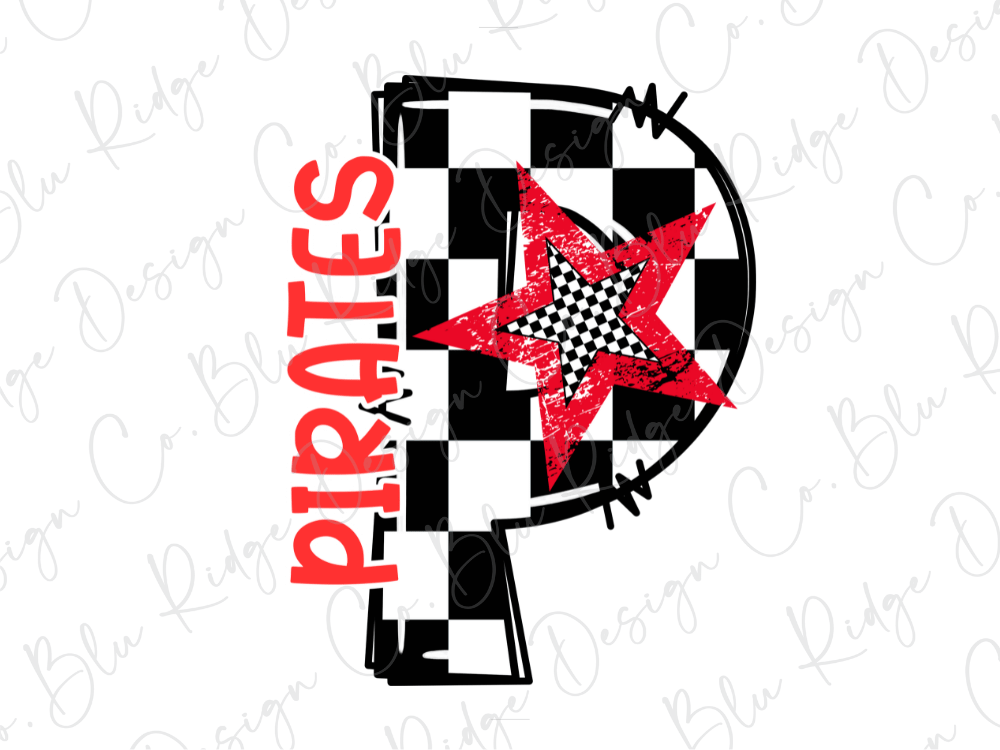 Black And White Checkered Pirates Graphic T-Shirt
