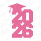 Pink 2026 Stacked Graduation Cap Graphic T-Shirt